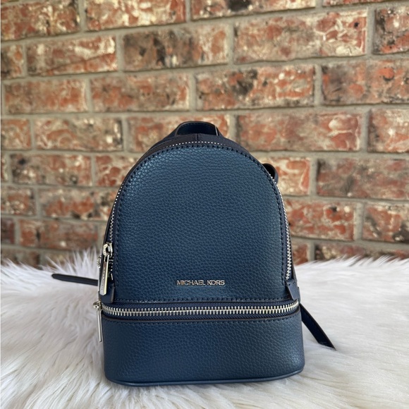 Michael Kors xsmall Navy Blue Leather Backpack - Picture 1 of 7